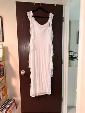 White Ruffled Sleeveless Maxi Dress